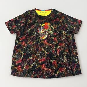 Robert Graham Men's 3XL Red Geometric Skull Flora Muerto Graphic T Shirt Cotton